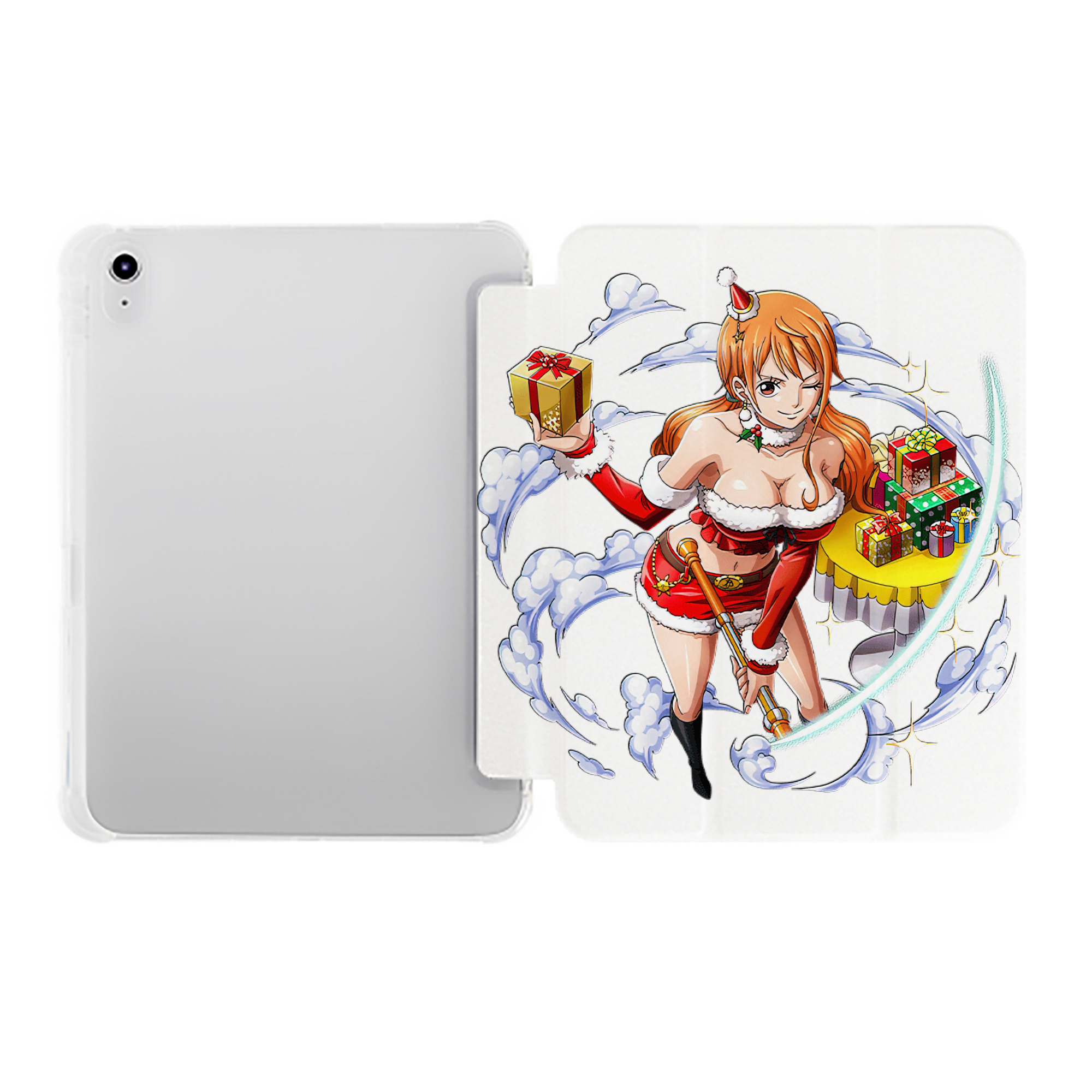 （画像用） ワンピース ナミ ONE PIECE Nami IPad ケース ペン収納付き 三つ折りスタンド PUレザー×シリコン 対応機種9.5/10.5/10.9インチ